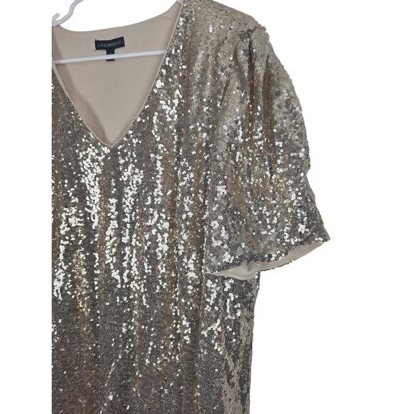 Lane Bryant Gold Sequin Top 22 Womens Plus Size New Years Party Elegant Whimsy - Picture 3 of 7